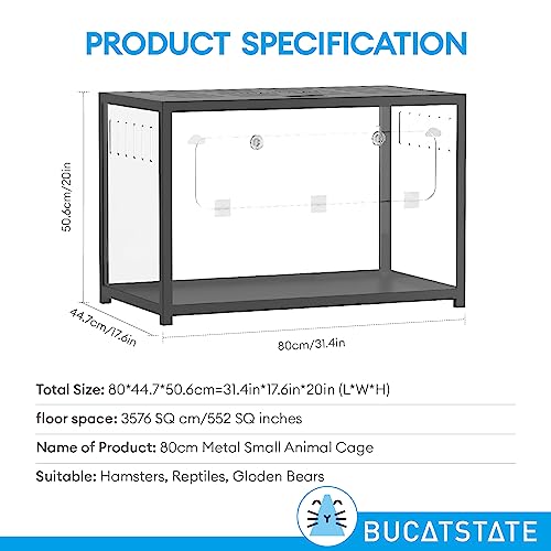 Image of BUCATSTATE Hamster Cage 2.0, Large Hamster Enclosure (31in, Black)