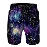 Mens Swim Trunks with Mesh Lining,Magical Universe Galaxy Nebula Ocean Stars Quick Dry Swimsuit Board Shorts Beach Pants Swimwear Bathing Suits 2XL