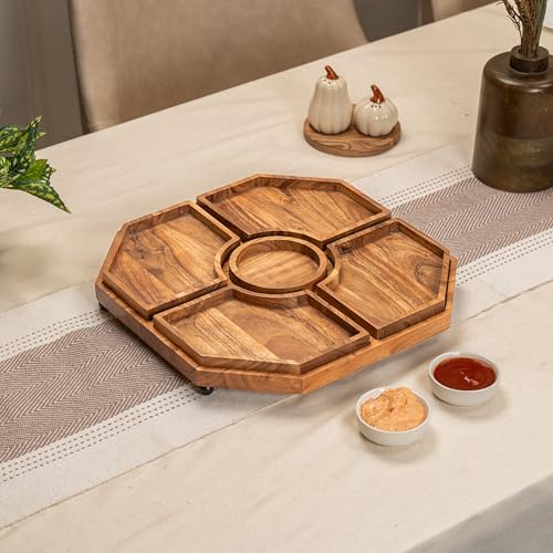 Image of PickAPart Acacia Wood Multipurpose Serveware | Modular Cheese Board Platter Set | Wooden Charcuterie Board for Cheese, Snacks, Fruits & Appetizers | Food-Safe Natural Finish | 15 x 15 Inch