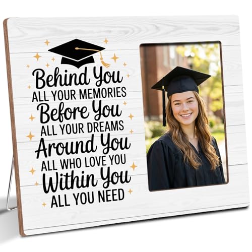 Luodnnla Graduation Picture Frame Gifts for Class of 2026 Grad Gifts for 2026 Graduation Party Decorations Fits 4x6 Wooden Photo Frame