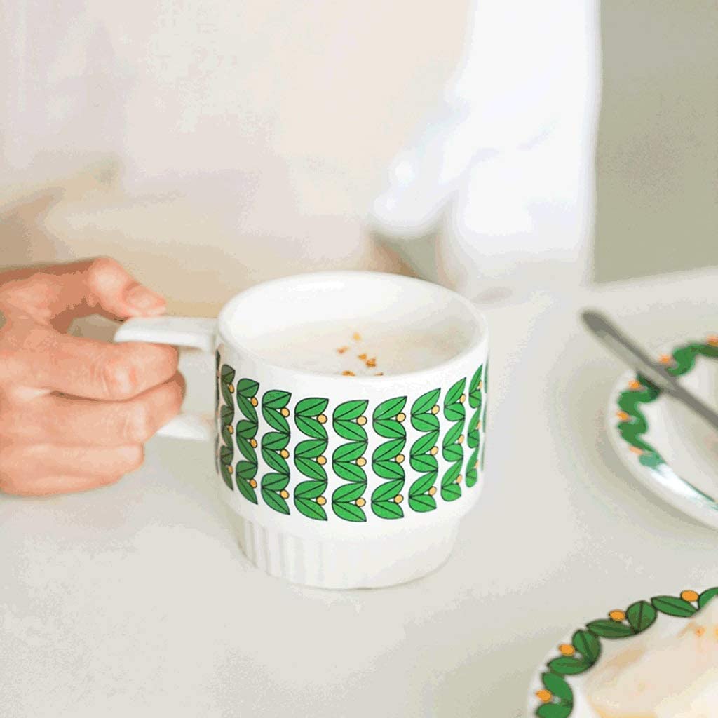 Taza de Café de Té Taza De Café De Cerámica De Estilo Nórdico, Taza De Impresión Grande, Taza De Leche Multifuncional, Taza De Desayuno para té de la tarde(A)