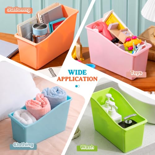 Image of Geetery Plastic Book Bins for Classroom, 6 Pcs, Pastel Color