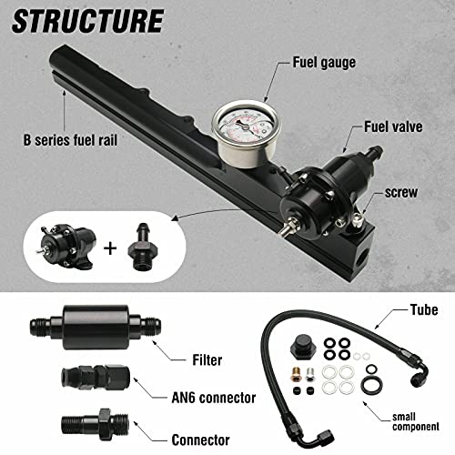 Snapklik.com : Fuel Pressure Regulator Gauge & Fuel Rail Kit B16 B18 ...