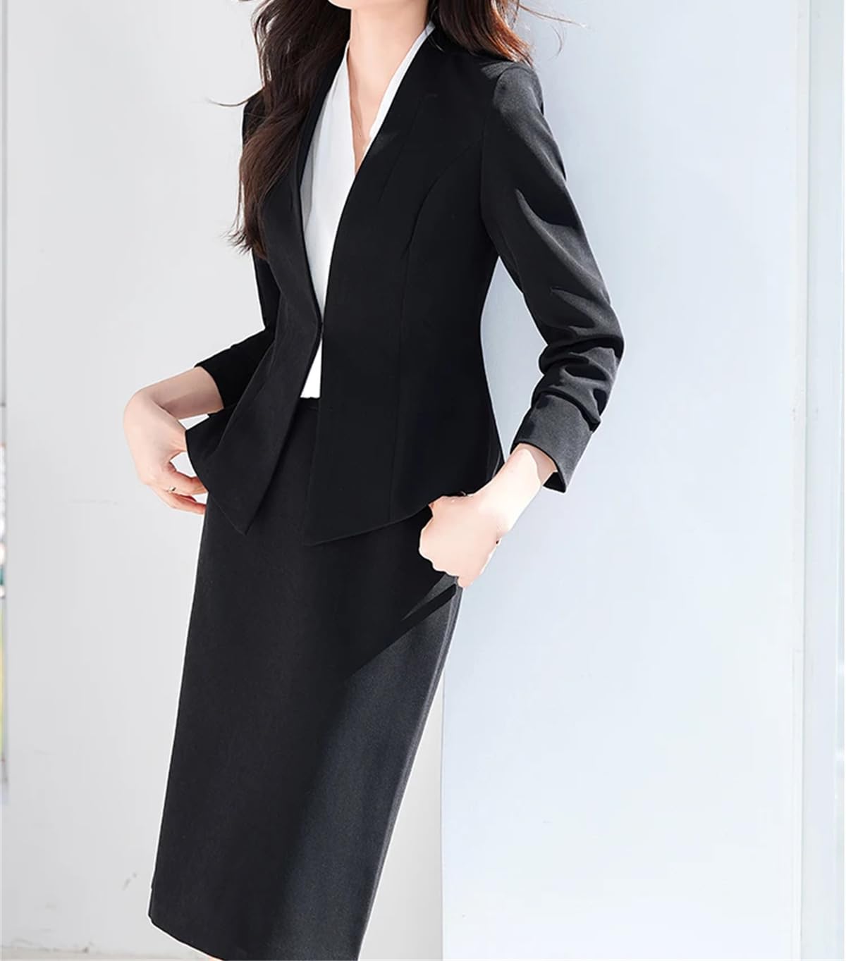 Yeuyyben Elegante conjunto de chaqueta de manga larga para mujer, para trabajo, oficina, formal, para mujer