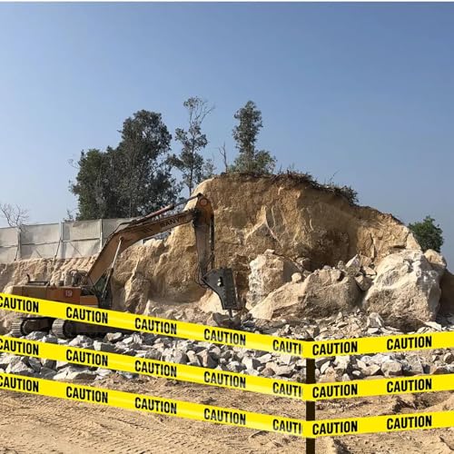 Image of Yellow Caution Tape Non-Adhesive7.5cm by 300-Feet Roll Highly Visible Barricade Tape Weatherproof Safety Barrier Tape, Safety Blocking Tape.