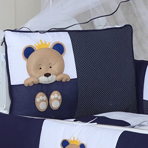 Kit Berço Menino Rei Ursinho Azul Marinho Pingo de Gente 9 Peças