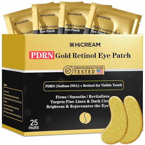 PDRN Under Eye Patches, 25 Pairs Retinol & Caffeine Eye Mask, Collagen Hydrating Eye Pads for Dark Circles, Puffy Eyes & Wrinkles – Eye Treatment Skincare Gift for Men & Women