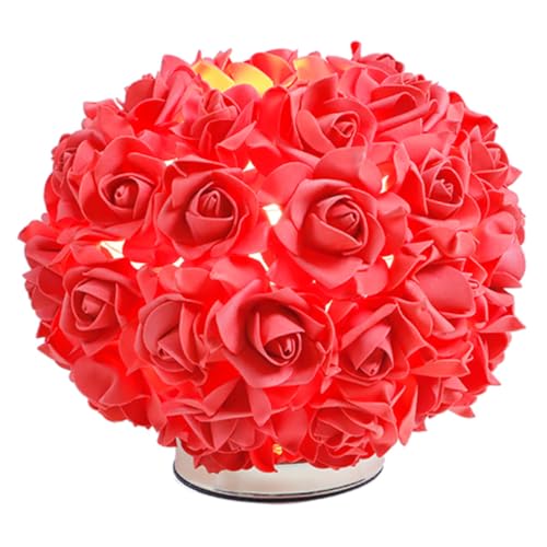 Mipcase Rose Table Lamp Romantic Bedside Light for Valentine Day Decor Unique Flower Design Nightstand Lamp Bedroom and Desk Decor for Teen Girls Aesthetic