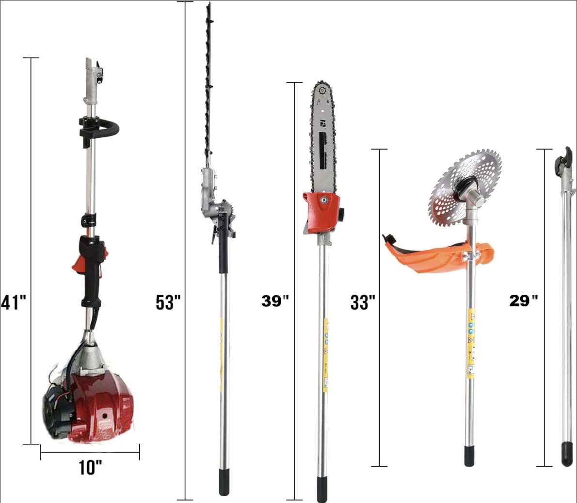 Desbrozadora Gx50 8 en 1 de 4 tiempos con 2 varillas de extensión para jardín
