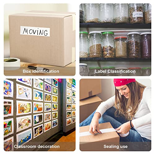 image for Baijixin 4 Rolls Beige White Masking Tape, Multi-Size General Purpose 