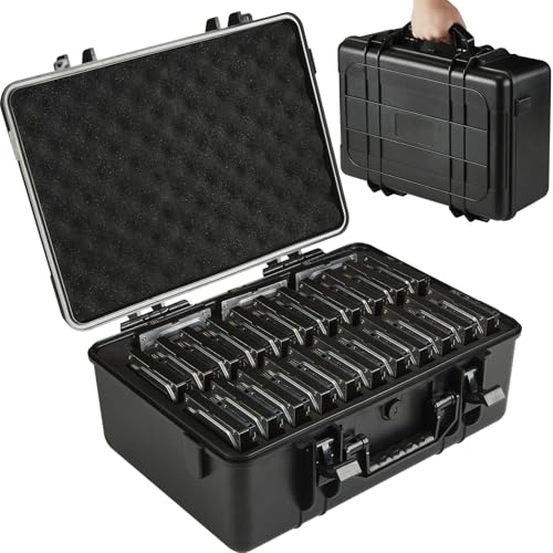 Image of Hard Drive Case Fits 25-Bay Protection 3.5 inch HDD | High-Density Protective Foam | External Hard Drive Organizer Storage Box Travel Carrying Suitcase with Handle