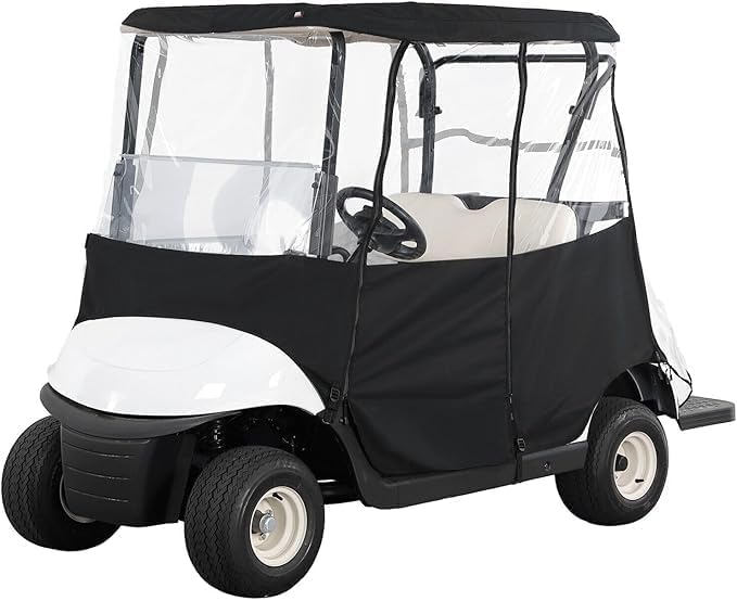SANEIYA Golf Cart Enclosure 2 Passenger, Golf Cart Rain Cover Waterproof Dual Zipper Door Design Portable 300D Driving Enclosure Black