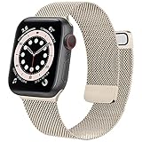 Wanme Correa Compatible con Apple Watch Correa 38mm 40mm 41mm 42mm 44mm 45mm, Pulsera de Repuesto de Metal de Acero Inoxidable para iWatch Series SE 7 6 5 4 3 2 1 (Oro Champán)