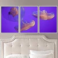 3 Piece Framed Canvas Wall Art Colorful Jellyfish Marine Life Canvas Prints Home Artwork Decoration for Living Room,Bedroom - 16