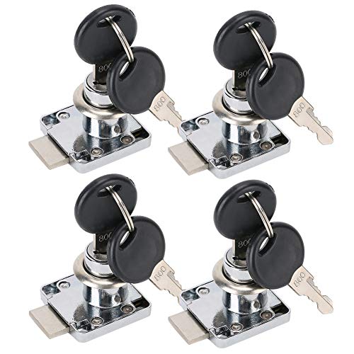 EMUKOEP Juego de Cerraduras para Cajones de Mesa de Oficina Cerradura para Gabinete Tipo Buzón de Aleación de Zinc Antioxidante, Fácil Instalación Cerradura para Cajón 100% Nueva con Cuerpo de de 4