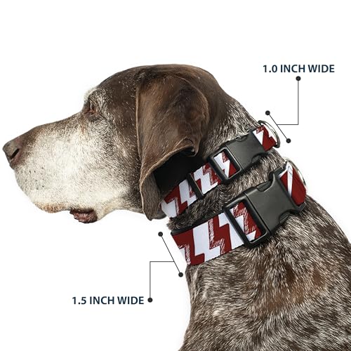 Collier clip plastique Buckle Down éclairs rouge et blanc réglable pour petit chien