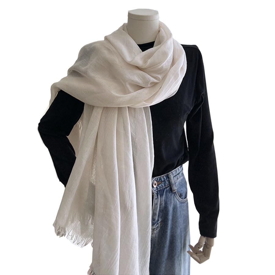 Women Summer Linen Scarf Long Large Lightweight Breathable Wrap Shawls2