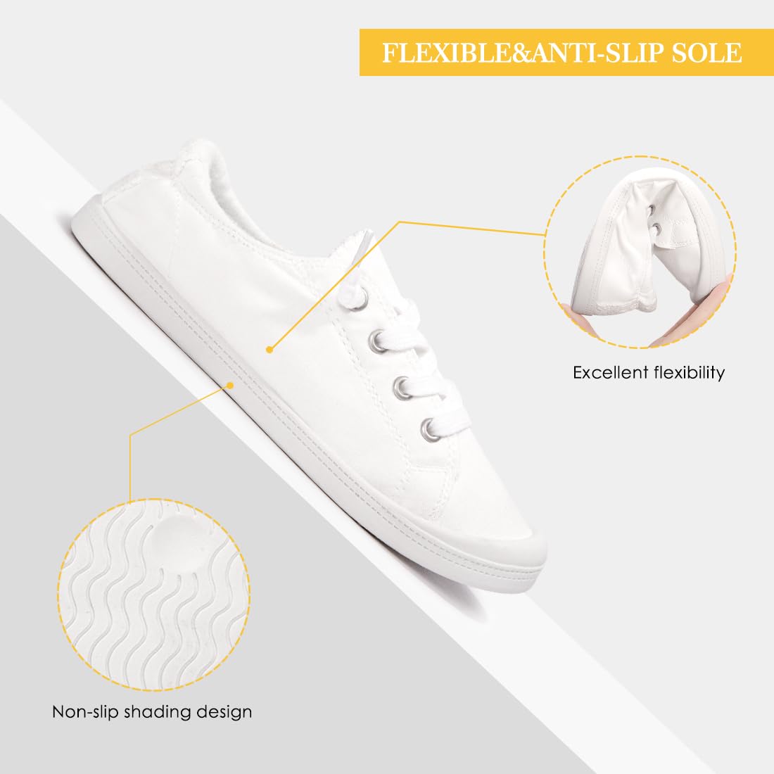 HEVA Baskets à enfiler en toile pour femme - Chaussures de randonnée confortables