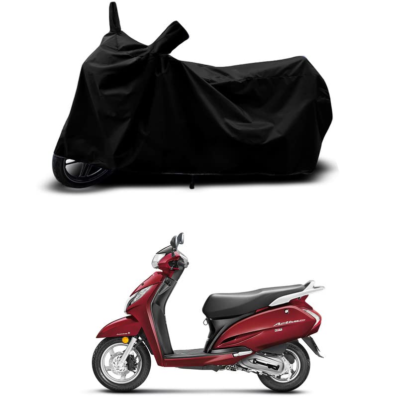 Image of 100% Scratchproof /UV-Rays /Heat Protection /Birds Dropping /Water Resistant /Dust Proof /Waterproof /Full Bike Scooty Two Wheeler Body Cover Compatible for Honda Activa 125 All Varients[Black]
