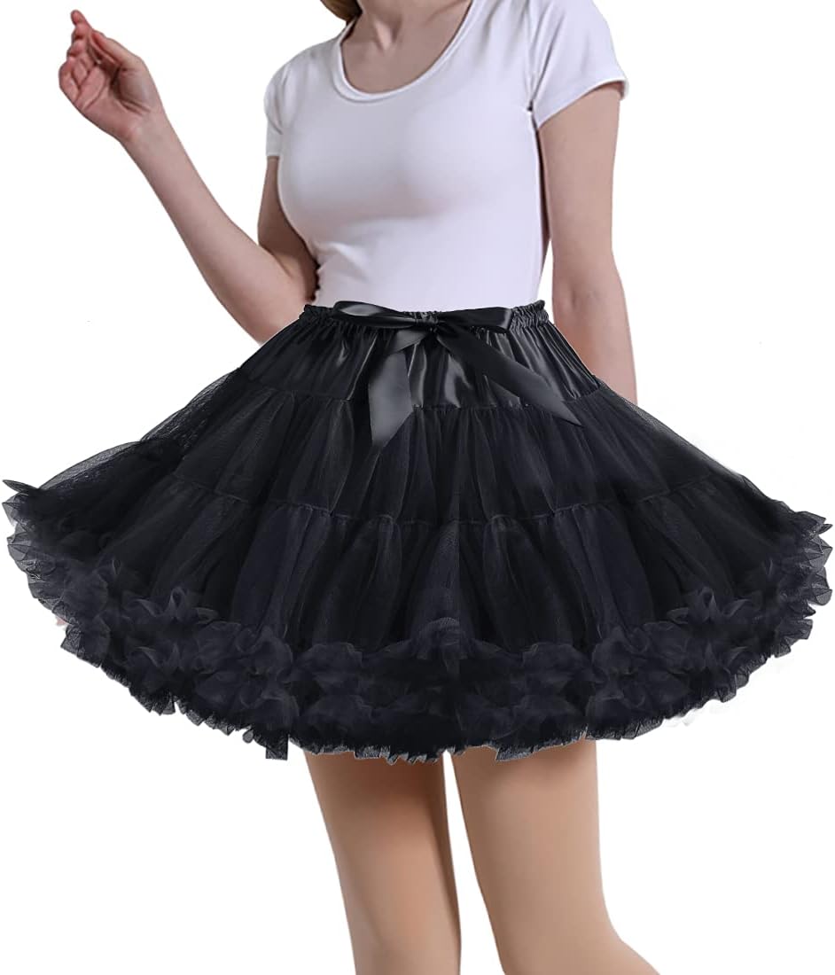 Women's Petticoat Skirt Adult Puffy Tutu Skirt Layered Ballet Tulle Pettiskirts Dress Costume Underskirt