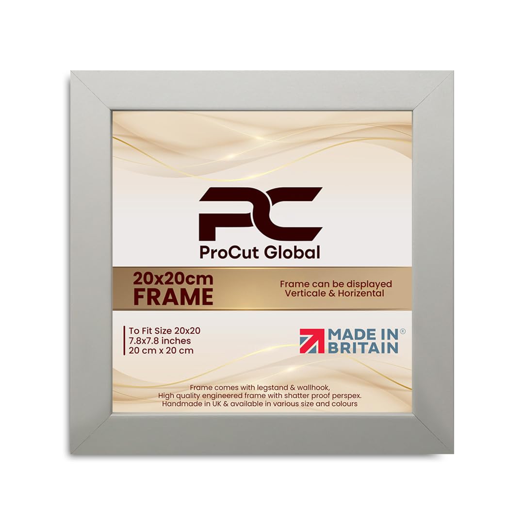Procut Global 20X20CM Light Grey Picture Frames - Modern Wooden Photo Frame with Shatterproof Perspex for Wall or Tabletop - Perfect for Posters, Certificates, Prints - Sizes & Colors Available — image 1