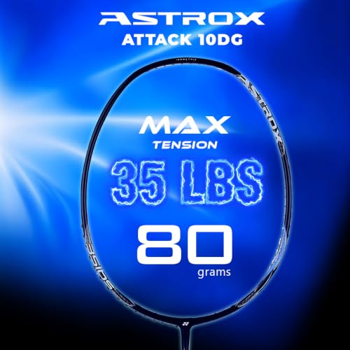 Image of Yonex Astrox Attack 10DG Ultra Strong| Made with Japanese Graphite|Strung Badminton Racquet with Full Cover (80 Grams - 32 Lbs, Safety Yellow)