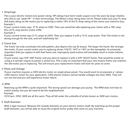 5Hp Air Compressor Duty Electric Motor Single Phase Electric Ac Motor Compressor 208-230V 60Hz 3600 Rpm 143/5T Frame 7/8" Shaft Ccw With Overload Protection #TOP6