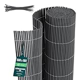 VOUNOT® Canisse en PVC Ultra Renforcé Brise Vue Occultation Double Face avec Attaches de Fixation Clôture Résistante UV Intempéries pour Jardin Balcon Terrasse 160x500cm Anthracite