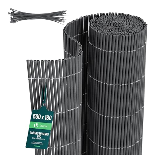 VOUNOT® Canisse en PVC Ultra Renforcé Brise Vue Occultation Double Face avec Attaches de Fixation Clôture Résistante UV Intempéries pour Jardin Balcon Terrasse 160x500cm Anthracite