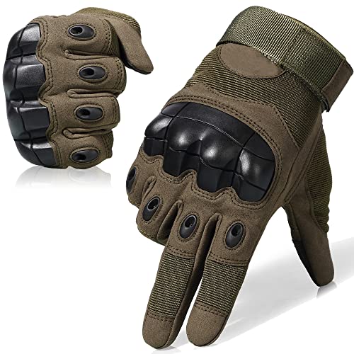 wtactful Tactical Gloves for Men Women Military Shooting Airsoft Paintball Gear Motorcycle Cycling Motorbike Hunting Hiking Riding Work Outdoor Touchscreen Full Finger Combat Gloves X-Large Green