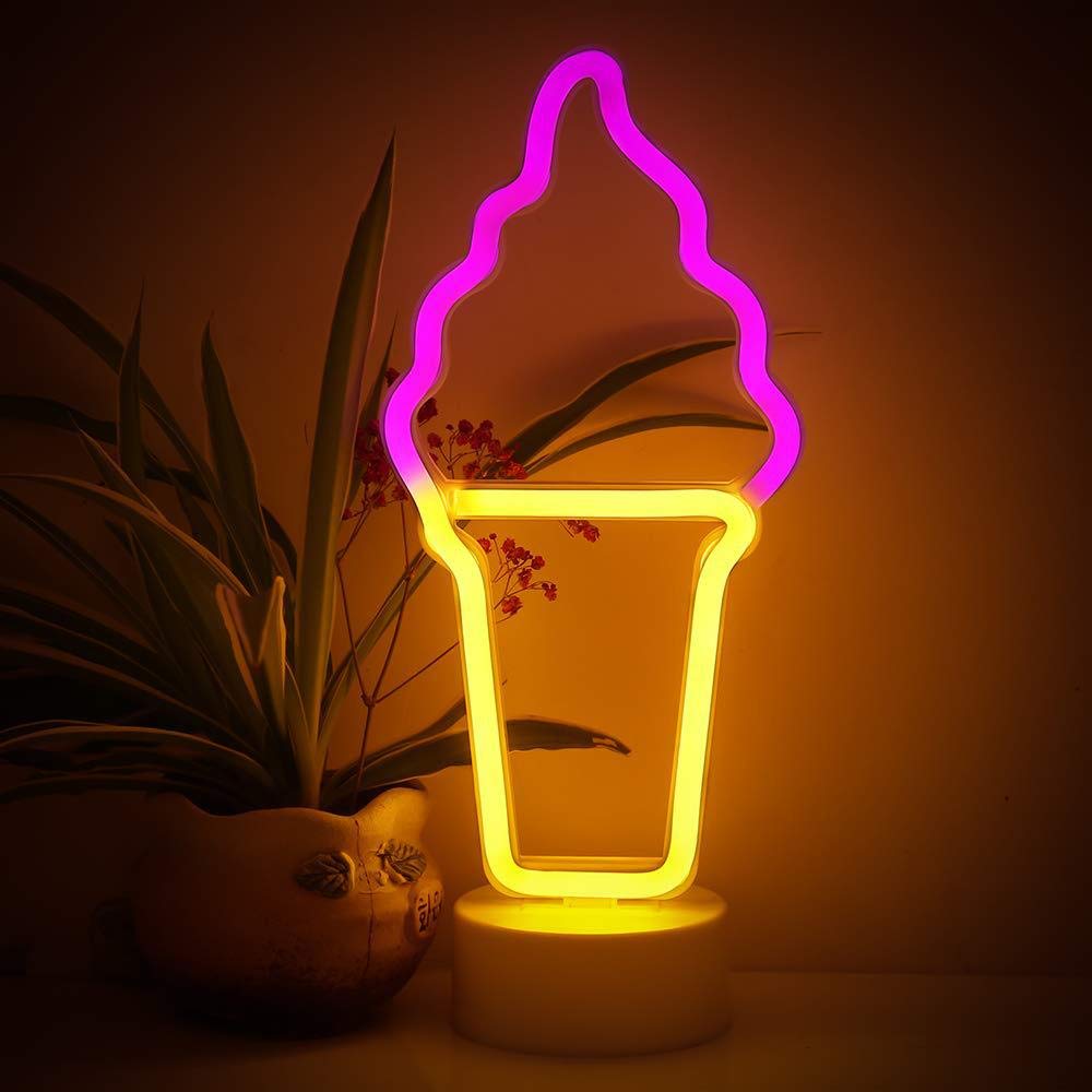 Ulalaza Neon Light Sign LED Ice Cream Night Lights USB Operated Decorative Marquee Sign Bar Pub Store Club Garage Home Party Decor — image 1