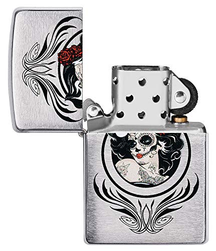 Encendedor Zippo Day of The Dead Girl Brushed Chrome miniatura 4