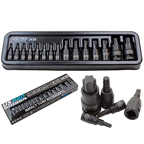 Juego de 15 llaves de vaso Torx de impacto 1/4 3/8 1/2 T6 T70 TRX Star US PRO Industrial