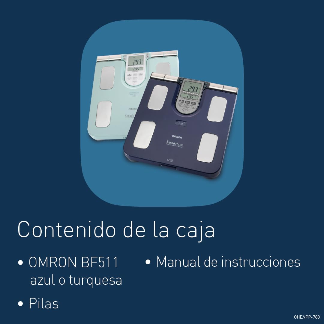 OMRON BF511 Monitor de composición corporal, validado clínicamente, con 8 sensores de alta precisión para medir en manos y pies