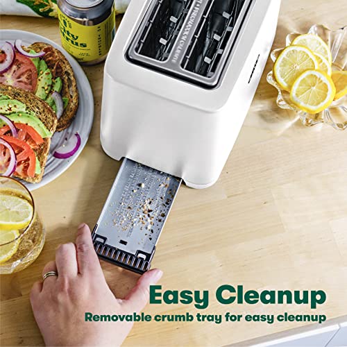 Bella 2 Slice Toaster With Auto Shut Off - Extra Wide Slots & Removable Crumb Tray And Cancel, Defrost & Reheat Function - Toast Bread, Bagel & Waffle, White #TOP5