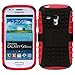 S3 Mini Case, Wisdompro® [2 Piece in 1] Dual Layers [Heavy Duty] Hard Soft Hybrid Rugged Protective Case with [Foldable Kickstand] for Samsung Galaxy S3 Mini (NOT S3 Fit) - Hot Pink/Black