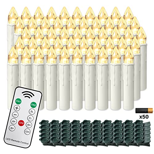 UISEBRT 50er LED Kerzen mit Fernbedienung Warmweiß Weihnachtskerzen...