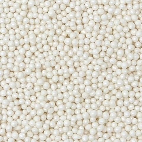 White Glimmer Sprinkles - 35g of Shiny White Pearl Cake Sprinkles Toppers Decorations, 100s 1000s Mini Balls Nonpareils Cover