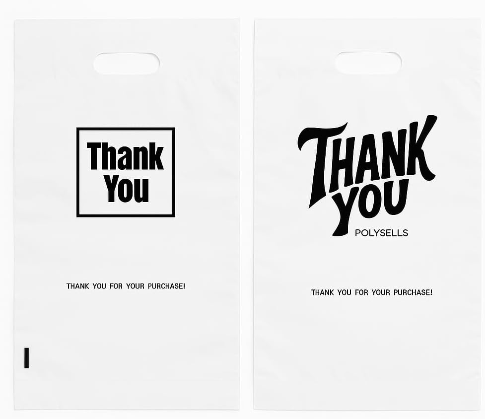 POLYSELLS Thank You Poly Mailers 10x13 inches 50 Pcs Waterproof Self-Sealing Shipping Bags with Handle for Clothing