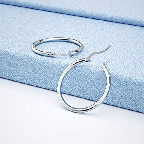 Sterling Silver Hoop Earrings For Women Lightweight Round Small Sliver Hoop Earrings Hypoallergenic Diameter 25Mm #TOP6