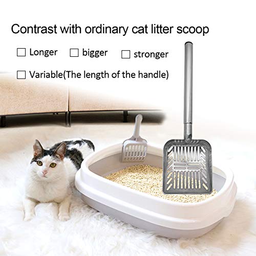 Image of TOYPOPOR Stainless Steel Cat Litter Scoop 23 inches Telescoping Litter Scoop with Long Handle Perfect Scooper for Cats and Dogs