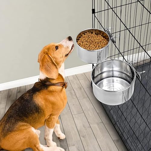 Hundenapf Zum Aufhängen Edelstahl Hundenapf Abnehmbarer Futternapf Für Futter Und Wasser Wassernapf Für Hundekäfige Und Käfige Käfig Hängende Futterschalen Für Hunde, Katzen, Kleine Tiere