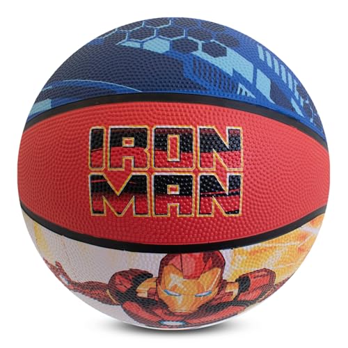 Hy-Pro Ballon de Basketball Iron Man sous Licence Officielle Taille 5 – pour l'intérieur et l'extérieur avec Design Marvel et Graphique Iron Man – Petit Ballon de Basket – Matériau antidérapant