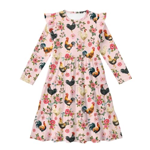 Robe manches longues fille trapèze patchwork vêtement automne doux 3-14 ans