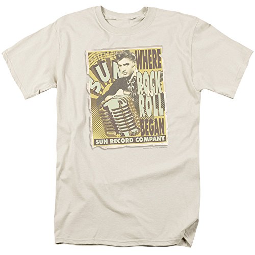 Trevco Men's Standard Sun Records Short Sleeve T-Shirt, Cream, Large