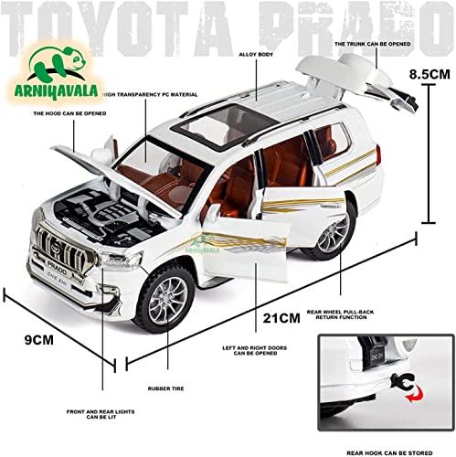 Image of Alloy Metal Pull Back Die-cast Car 1:24 Prado Diecast Metal Pullback Toy car with Openable Doors & Light, Music Boys Gifts Toys for Kids【Colors as Per Stock】