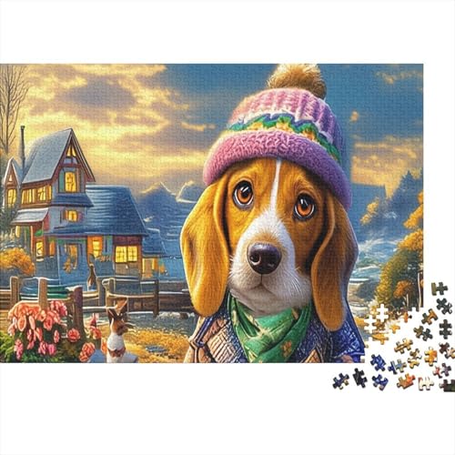 Rompecabezas Beagle de 1000 piezas para adultos, juego de papel reciclado