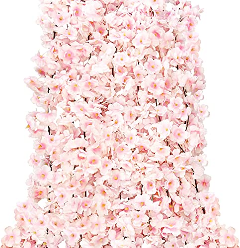 Ksnnrsng 2er Stück künstliche Blumen Kirschblüten Girlande Rosa Hängen...
