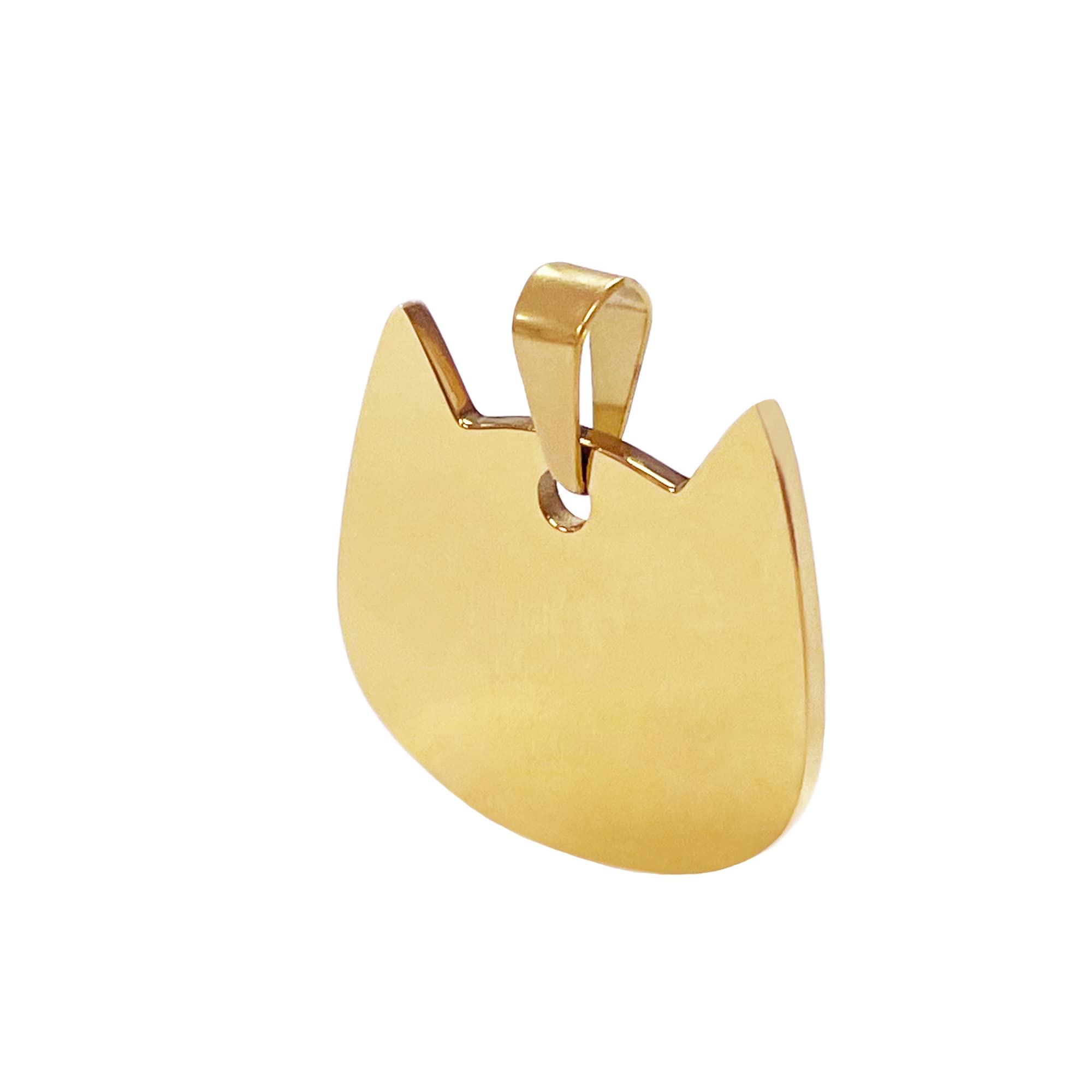 5 Pieces Cat Head Pet ID Tags Cat Name Blanks Stainless Steeel Blank Stamping Tags with Hole Collar Tags Metal Kitty Charms Necklace Bracelet Disc DIY Pendants, Gold