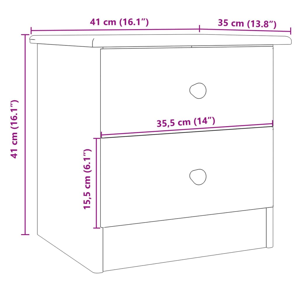 Generico Comodino Alta Bianco 41x35x41 cm in Legno Massello di Pino,Comodini